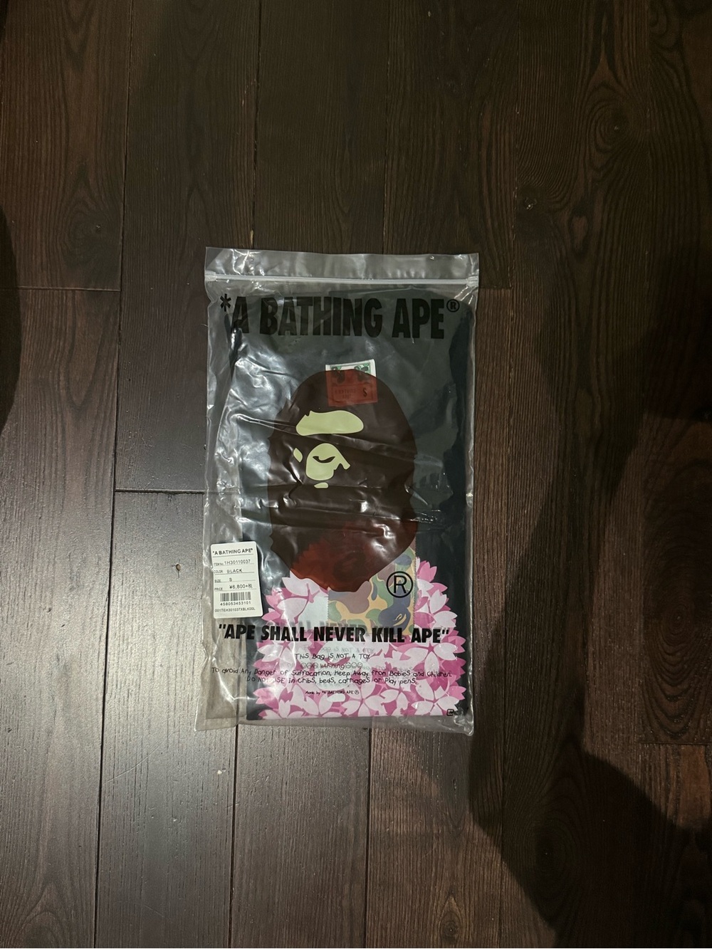 Men’s Black Graphic Tee - Pink Floral Ape Logo
